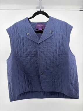 Ralph Lauren Purple Label Quilted Cotton Vintage Vest Navy Women's Size Large